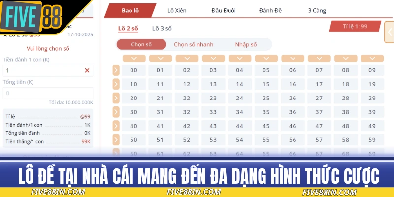 Lô đề tại nhà cái mang đến đa dạng hình thức cược